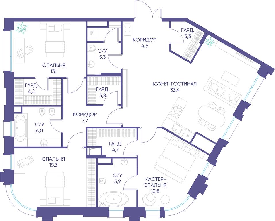 Продажа 3-комн. квартиры, 121,1 м² в ЖК «Дом XXII (Дом 22)», Погодинская улица, 22с3, Москва, Россия #1 Продажа 3-комн. квартиры, 121,1 м² в ЖК «Дом XXII (Дом 22)», Погодинская улица, 22с3, Москва, Россия #1