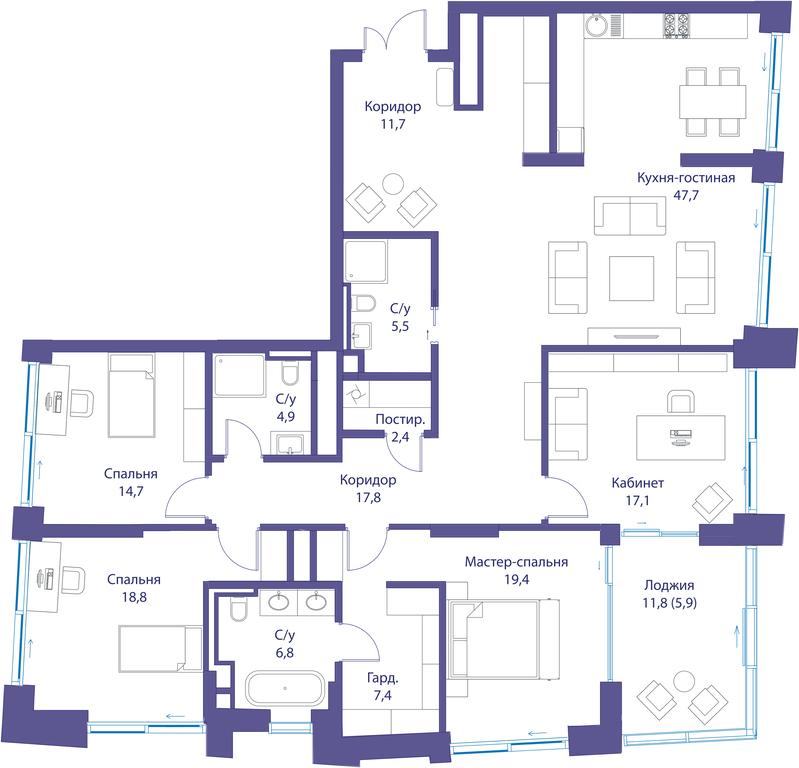 Продажа 5-комн. квартиры, 180,1 м² в ЖК «Река», Мичуринский проспект, 60к1, Москва, Россия #1 Продажа 5-комн. квартиры, 180,1 м² в ЖК «Река», Мичуринский проспект, 60к1, Москва, Россия #1