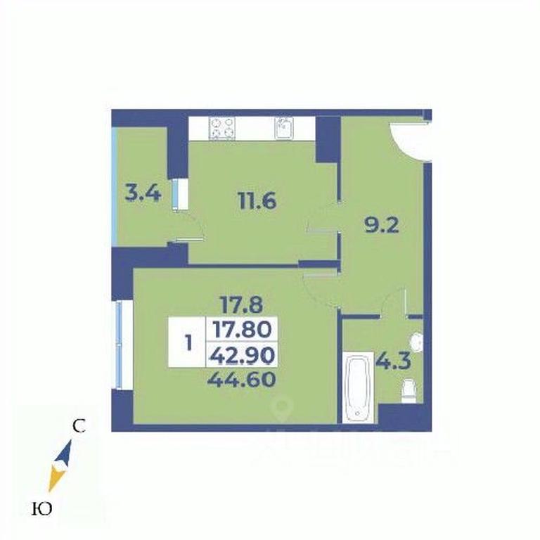 Apartment Sale, 44.6平方米 at Edelveys, Lugovaya ulitsa, derevnya Rogozinino, Pervomayskoye Settlement, Moscow, Russia #1