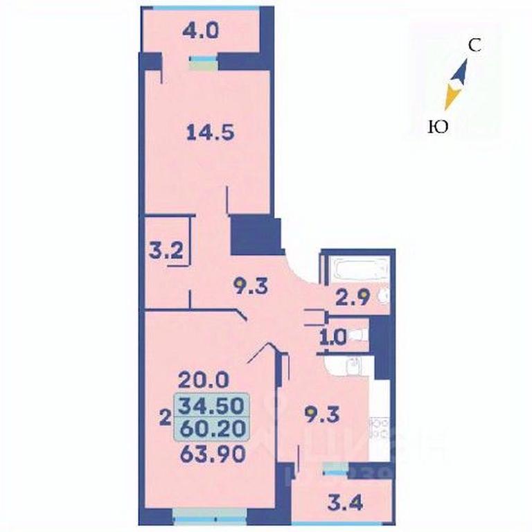 1-BD Apartment Sale, 63.9平方米 at Edelveys, Lugovaya ulitsa, derevnya Rogozinino, Pervomayskoye Settlement, Moscow, Russia #1