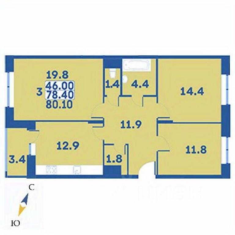 2-BD Apartment Sale, 80.1 sq. m. at Edelveys, Lugovaya ulitsa, derevnya Rogozinino, Pervomayskoye Settlement, Moscow, Russia #1