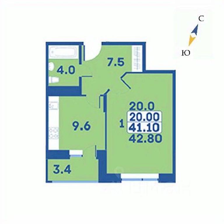 Apartment Sale, 42.8平方米 at Edelveys, Lugovaya ulitsa, derevnya Rogozinino, Pervomayskoye Settlement, Moscow, Russia #1