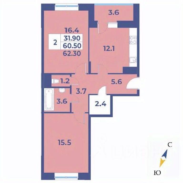 1-BD Apartment Sale, 62.3平方米 at Edelveys, Lugovaya ulitsa, derevnya Rogozinino, Pervomayskoye Settlement, Moscow, Russia #1