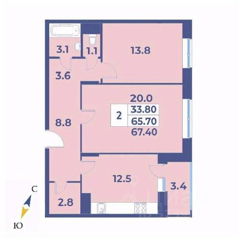 1-BD Apartment Sale, 67.4平方米 at Edelveys, Lugovaya ulitsa, derevnya Rogozinino, Pervomayskoye Settlement, Moscow, Russia #1