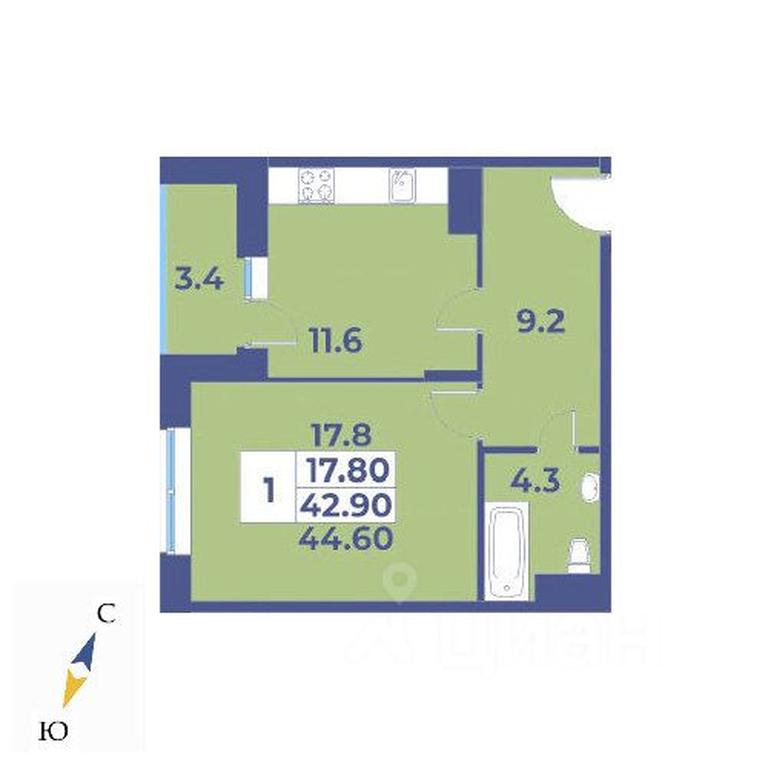 Apartment Sale, 44.6平方米 at Edelveys, Lugovaya ulitsa, derevnya Rogozinino, Pervomayskoye Settlement, Moscow, Russia #1