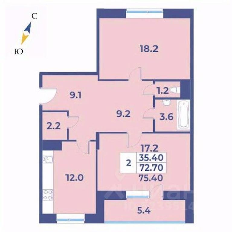 1-BD Apartment Sale, 75.4平方米 at Edelveys, Lugovaya ulitsa, derevnya Rogozinino, Pervomayskoye Settlement, Moscow, Russia #1