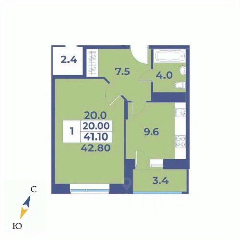 Apartment Sale, 42.8平方米 at Edelveys, Lugovaya ulitsa, derevnya Rogozinino, Pervomayskoye Settlement, Moscow, Russia #1