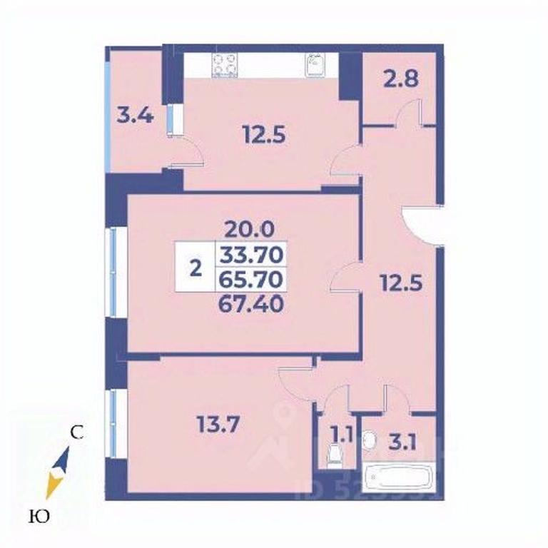 1-BD Apartment Sale, 67.4平方米 at Edelveys, Lugovaya ulitsa, derevnya Rogozinino, Pervomayskoye Settlement, Moscow, Russia #1