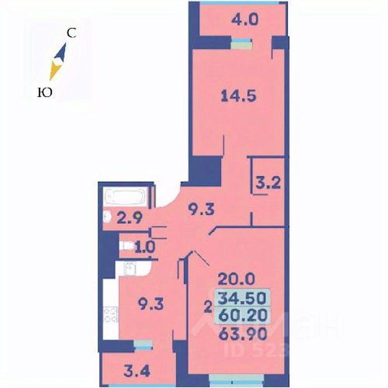 1-BD Apartment Sale, 63.9平方米 at Edelveys, Lugovaya ulitsa, derevnya Rogozinino, Pervomayskoye Settlement, Moscow, Russia #1
