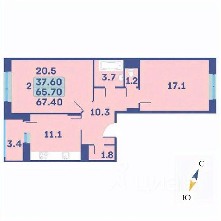 1-BD Apartment Sale, 67.4平方米 at Edelveys, Lugovaya ulitsa, derevnya Rogozinino, Pervomayskoye Settlement, Moscow, Russia #1