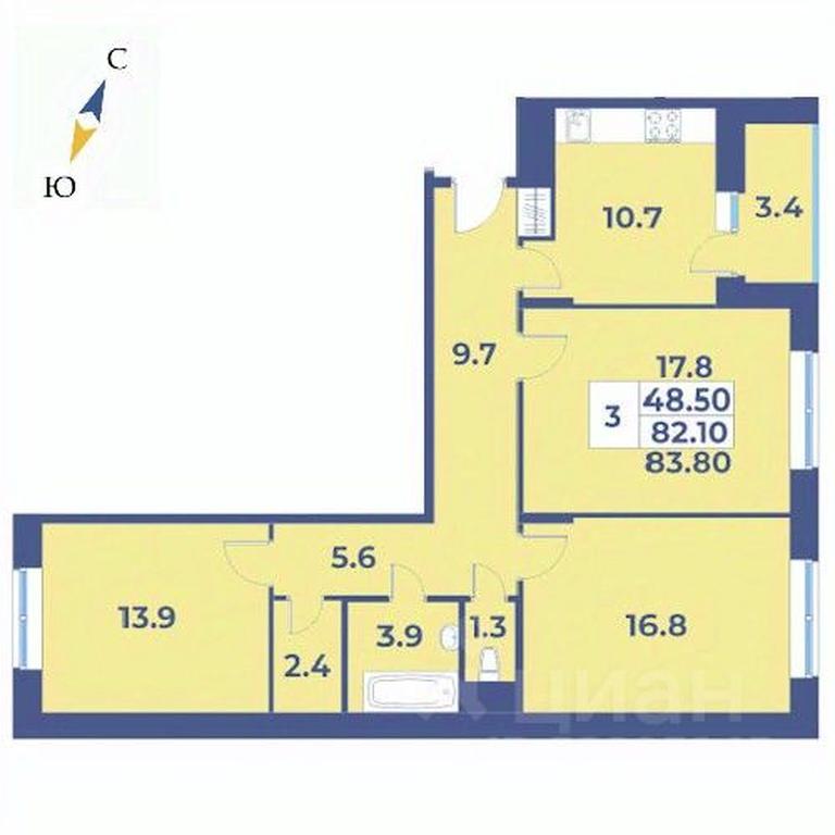 2-BD Apartment Sale, 83.8平方米 at Edelveys, Lugovaya ulitsa, derevnya Rogozinino, Pervomayskoye Settlement, Moscow, Russia #1