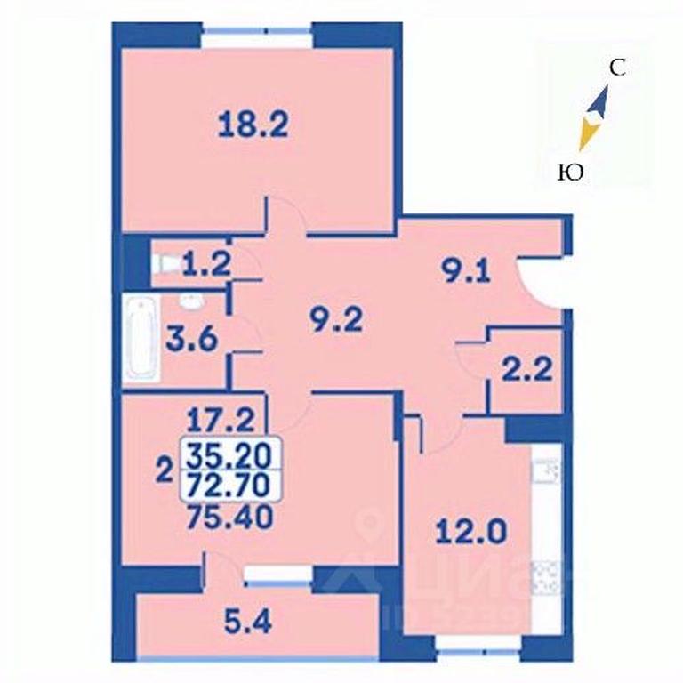 1-BD Apartment Sale, 75.4平方米 at Edelveys, Lugovaya ulitsa, derevnya Rogozinino, Pervomayskoye Settlement, Moscow, Russia #1