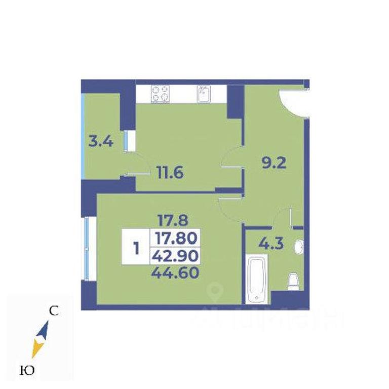 Apartment Sale, 44.6平方米 at Edelveys, Lugovaya ulitsa, derevnya Rogozinino, Pervomayskoye Settlement, Moscow, Russia #1