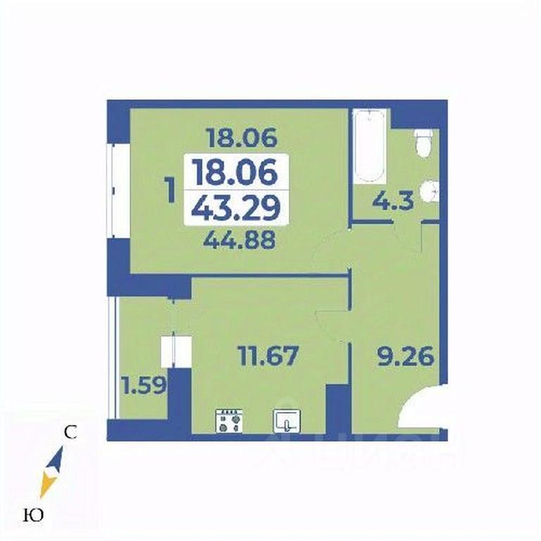 Продажа квартиры, 44,88 м² в ЖК «Эдельвейс», Луговая улица, деревня Рогозинино, поселение Первомайское, Москва, Россия #1 Продажа квартиры, 44,88 м² в ЖК «Эдельвейс», Луговая улица, деревня Рогозинино, поселение Первомайское, Москва, Россия #1