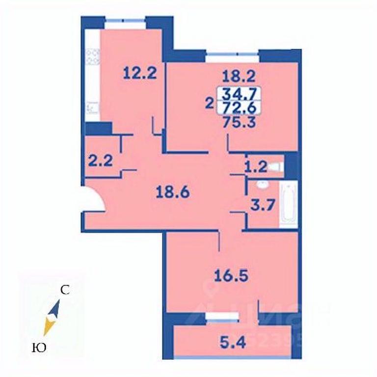 1-BD Apartment Sale, 75.3平方米 at Edelveys, Lugovaya ulitsa, derevnya Rogozinino, Pervomayskoye Settlement, Moscow, Russia #1
