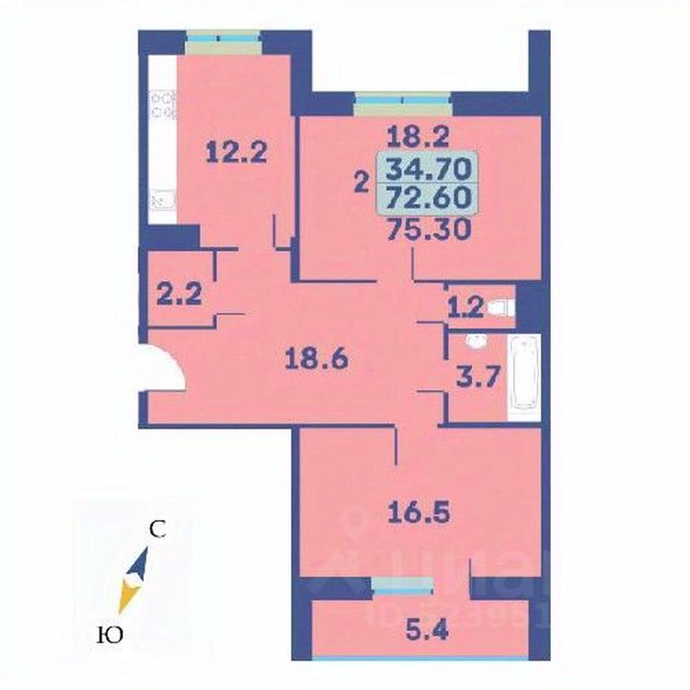 1-BD Apartment Sale, 75.3平方米 at Edelveys, Lugovaya ulitsa, derevnya Rogozinino, Pervomayskoye Settlement, Moscow, Russia #1