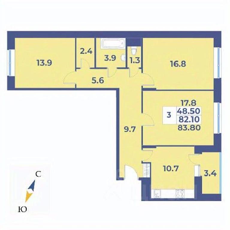 2-BD Apartment Sale, 83.8平方米 at Edelveys, Lugovaya ulitsa, derevnya Rogozinino, Pervomayskoye Settlement, Moscow, Russia #1