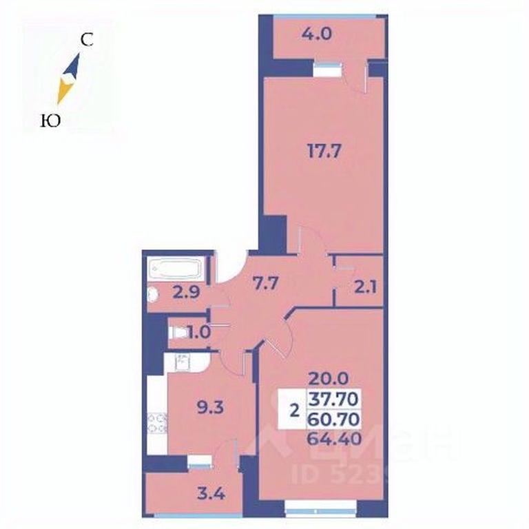 1-BD Apartment Sale, 64.4平方米 at Edelveys, Lugovaya ulitsa, derevnya Rogozinino, Pervomayskoye Settlement, Moscow, Russia #1