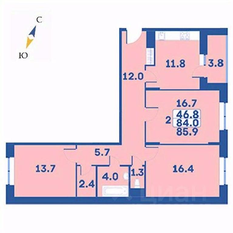 2-BD Apartment Sale, 85.9平方米 at Edelveys, Lugovaya ulitsa, derevnya Rogozinino, Pervomayskoye Settlement, Moscow, Russia #1