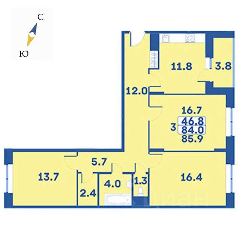 2-BD Apartment Sale, 85.9 sq. m. at Edelveys, Lugovaya ulitsa, derevnya Rogozinino, Pervomayskoye Settlement, Moscow, Russia #1