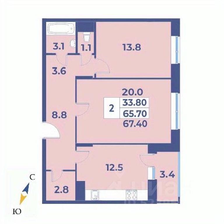1-BD Apartment Sale, 67.4平方米 at Edelveys, Lugovaya ulitsa, derevnya Rogozinino, Pervomayskoye Settlement, Moscow, Russia #1