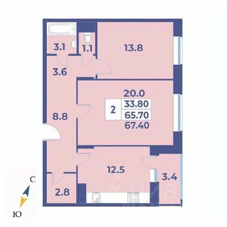 1-BD Apartment Sale, 67.4平方米 at Edelveys, Lugovaya ulitsa, derevnya Rogozinino, Pervomayskoye Settlement, Moscow, Russia #1