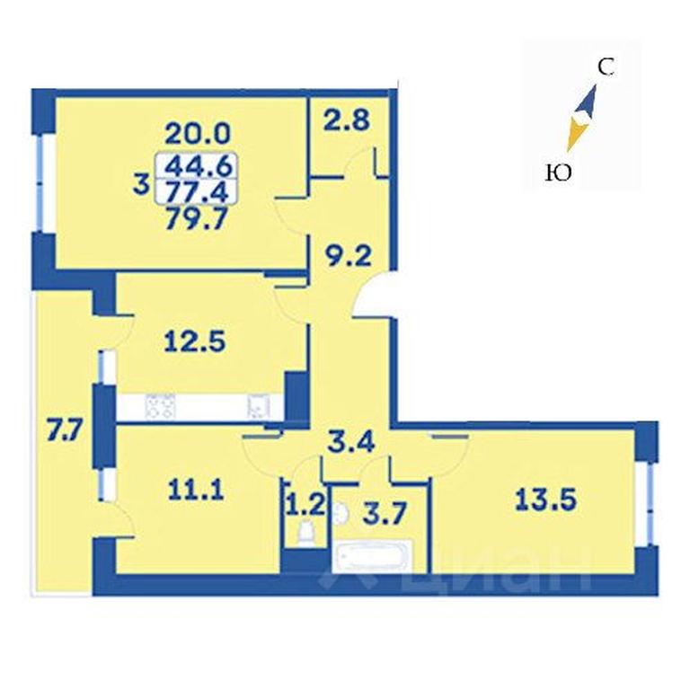 2-BD Apartment Sale, 79.7 sq. m. at Edelveys, Lugovaya ulitsa, derevnya Rogozinino, Pervomayskoye Settlement, Moscow, Russia #1