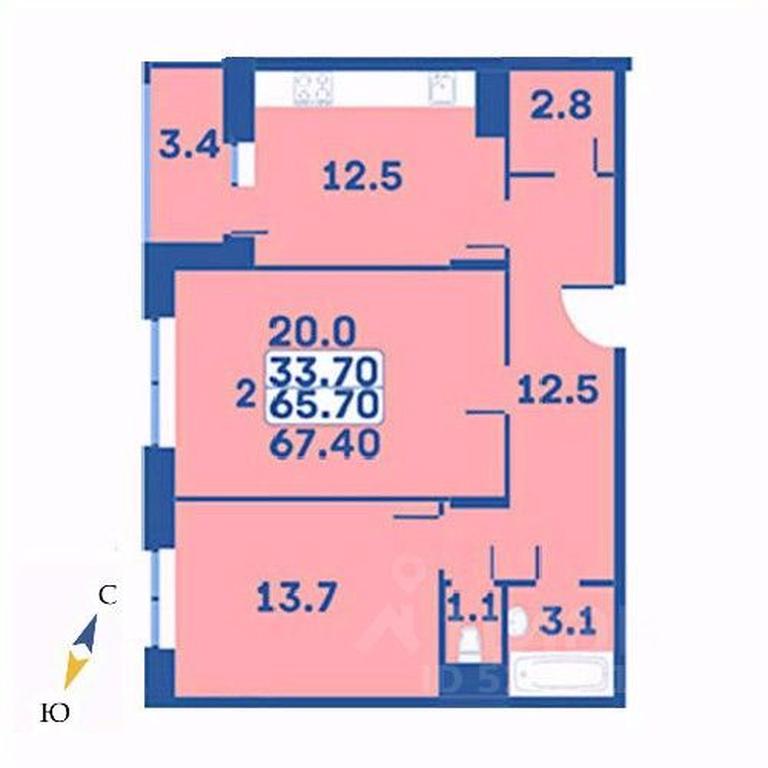 1-BD Apartment Sale, 67.4平方米 at Edelveys, Lugovaya ulitsa, derevnya Rogozinino, Pervomayskoye Settlement, Moscow, Russia #1