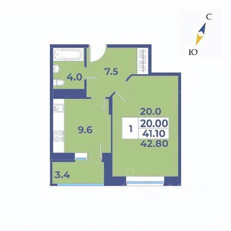 Apartment Sale, 42.8平方米 at Edelveys, Lugovaya ulitsa, derevnya Rogozinino, Pervomayskoye Settlement, Moscow, Russia #1