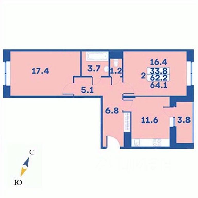 1-BD Apartment Sale, 64.1平方米 at Edelveys, Lugovaya ulitsa, derevnya Rogozinino, Pervomayskoye Settlement, Moscow, Russia #1