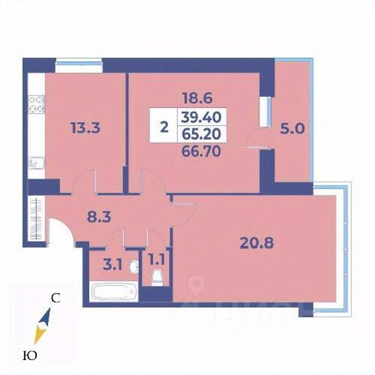 1-BD Apartment Sale, 66.7平方米 at Edelveys, Lugovaya ulitsa, derevnya Rogozinino, Pervomayskoye Settlement, Moscow, Russia #1