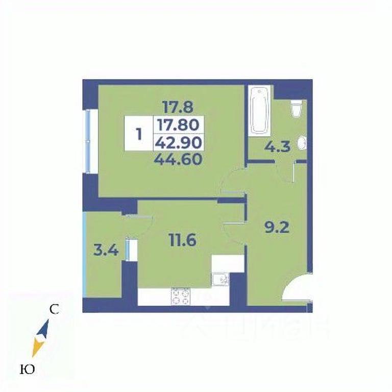 Apartment Sale, 44.6平方米 at Edelveys, Lugovaya ulitsa, derevnya Rogozinino, Pervomayskoye Settlement, Moscow, Russia #1