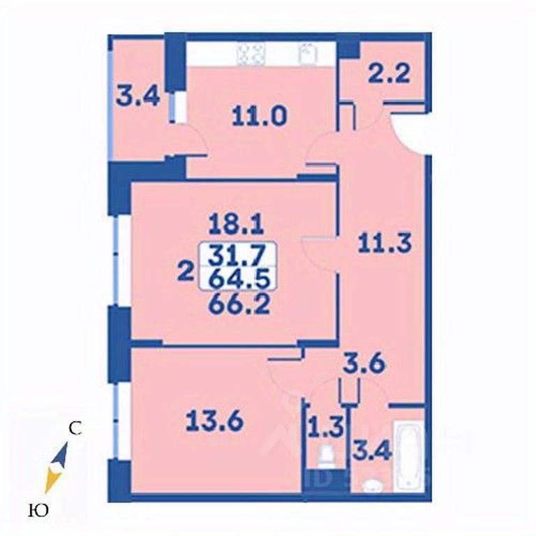 1-BD Apartment Sale, 66.2平方米 at Edelveys, Lugovaya ulitsa, derevnya Rogozinino, Pervomayskoye Settlement, Moscow, Russia #1