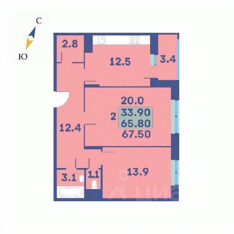 1-BD Apartment Sale, 67.5平方米 at Edelveys, Lugovaya ulitsa, derevnya Rogozinino, Pervomayskoye Settlement, Moscow, Russia #1