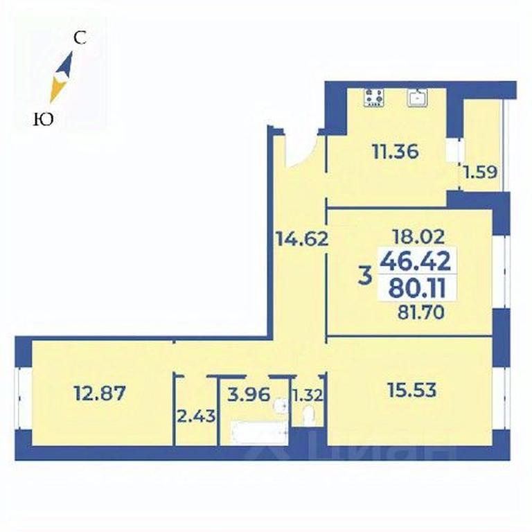 2-BD Apartment Sale, 81.7平方米 at Edelveys, Lugovaya ulitsa, derevnya Rogozinino, Pervomayskoye Settlement, Moscow, Russia #1