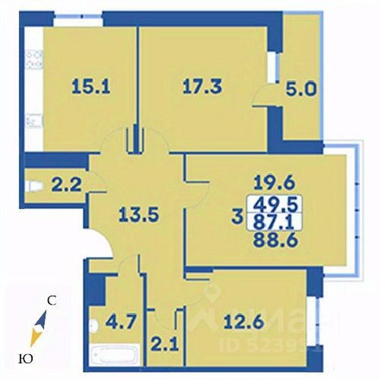 2-BD Apartment Sale, 88.6平方米 at Edelveys, Lugovaya ulitsa, derevnya Rogozinino, Pervomayskoye Settlement, Moscow, Russia #1