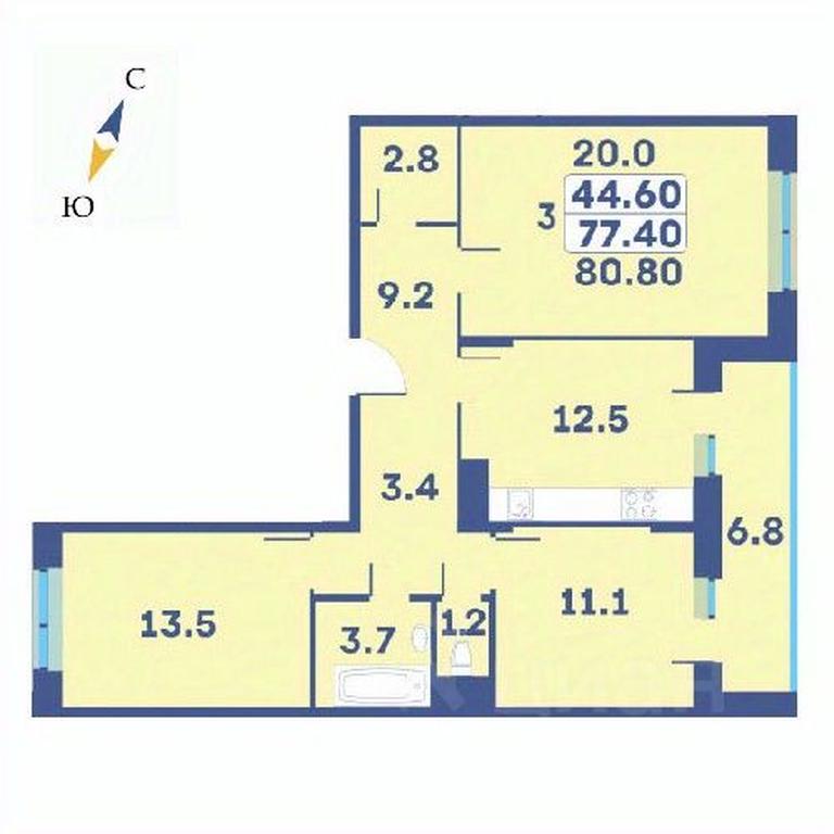 2-BD Apartment Sale, 80.8 sq. m. at Edelveys, Lugovaya ulitsa, derevnya Rogozinino, Pervomayskoye Settlement, Moscow, Russia #1