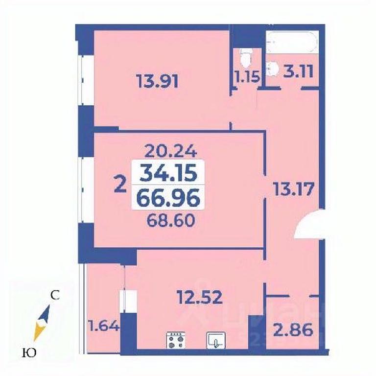 1-BD Apartment Sale, 68.6平方米 at Edelveys, Lugovaya ulitsa, derevnya Rogozinino, Pervomayskoye Settlement, Moscow, Russia #1