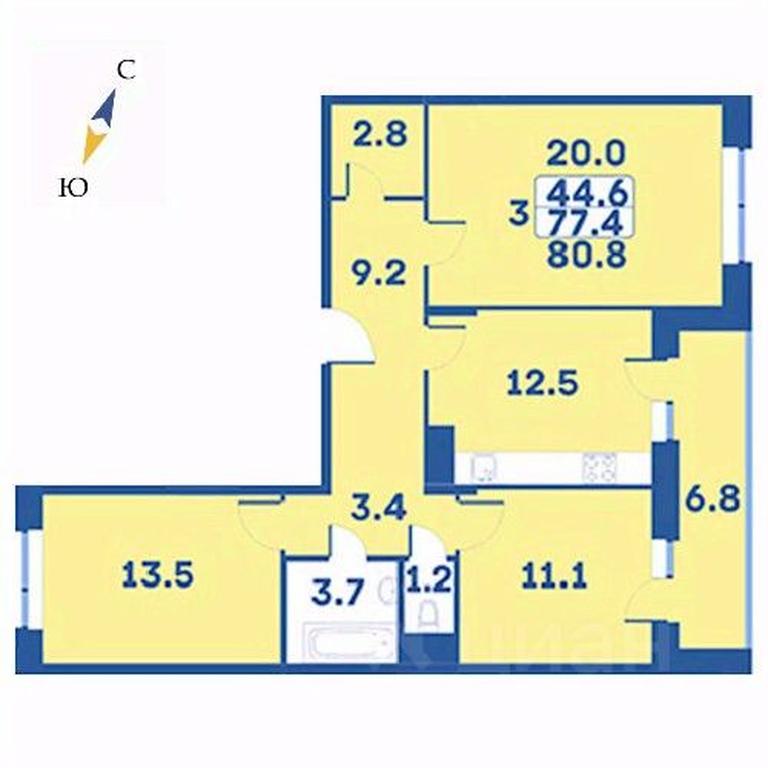 2-BD Apartment Sale, 80.8 sq. m. at Edelveys, Lugovaya ulitsa, derevnya Rogozinino, Pervomayskoye Settlement, Moscow, Russia #1