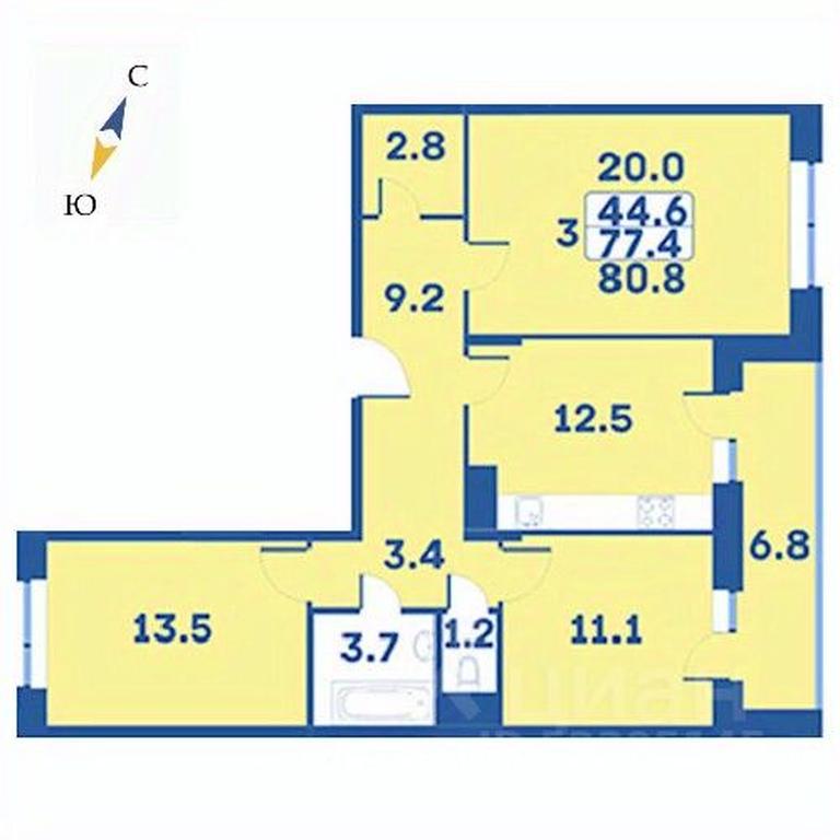 2-BD Apartment Sale, 80.8 sq. m. at Edelveys, Lugovaya ulitsa, derevnya Rogozinino, Pervomayskoye Settlement, Moscow, Russia #1