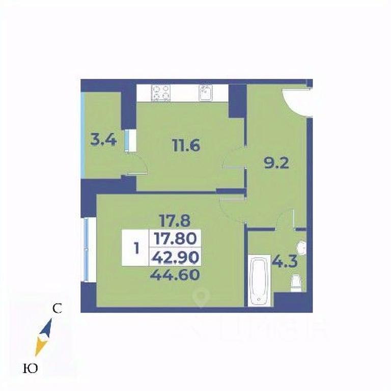 Apartment Sale, 44.6平方米 at Edelveys, Lugovaya ulitsa, derevnya Rogozinino, Pervomayskoye Settlement, Moscow, Russia #1