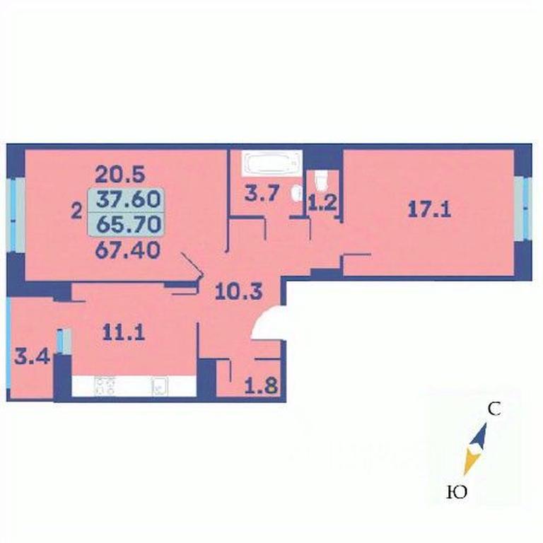 1-BD Apartment Sale, 67.4 sq. m. at Edelveys, Lugovaya ulitsa, derevnya Rogozinino, Pervomayskoye Settlement, Moscow, Russia #1