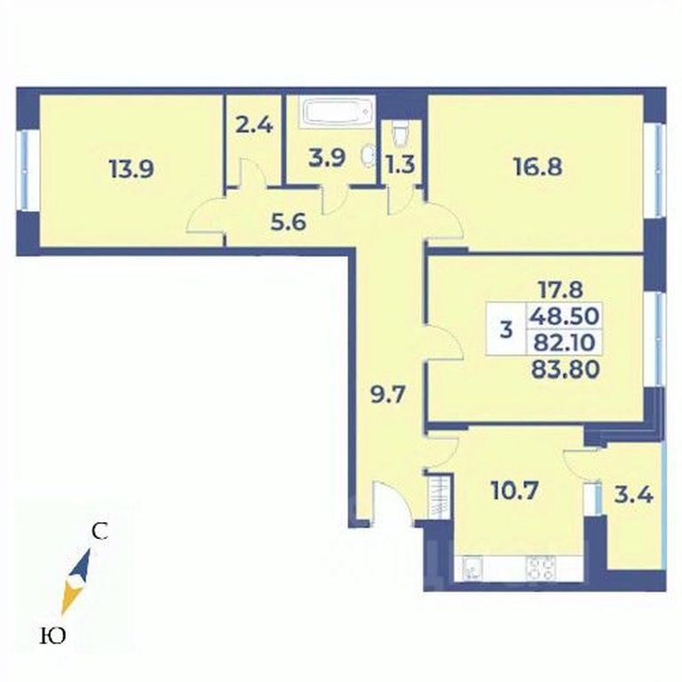 2-BD Apartment Sale, 83.8 sq. m. at Edelveys, Lugovaya ulitsa, derevnya Rogozinino, Pervomayskoye Settlement, Moscow, Russia #1