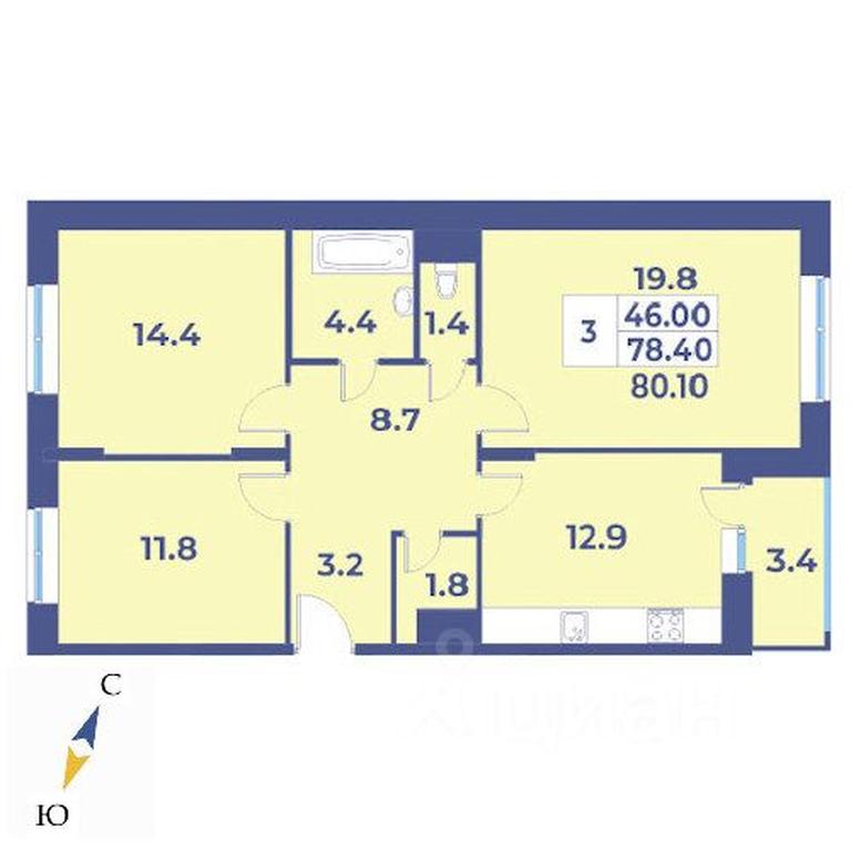 2-BD Apartment Sale, 80.1 sq. m. at Edelveys, Lugovaya ulitsa, derevnya Rogozinino, Pervomayskoye Settlement, Moscow, Russia #1