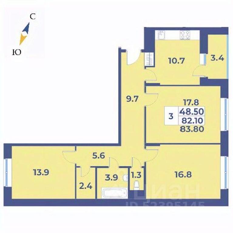 2-BD Apartment Sale, 83.8平方米 at Edelveys, Lugovaya ulitsa, derevnya Rogozinino, Pervomayskoye Settlement, Moscow, Russia #1