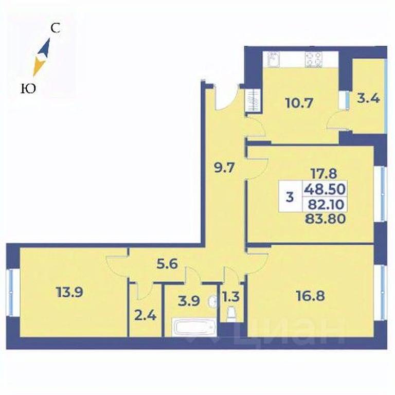 2-BD Apartment Sale, 83.8平方米 at Edelveys, Lugovaya ulitsa, derevnya Rogozinino, Pervomayskoye Settlement, Moscow, Russia #1