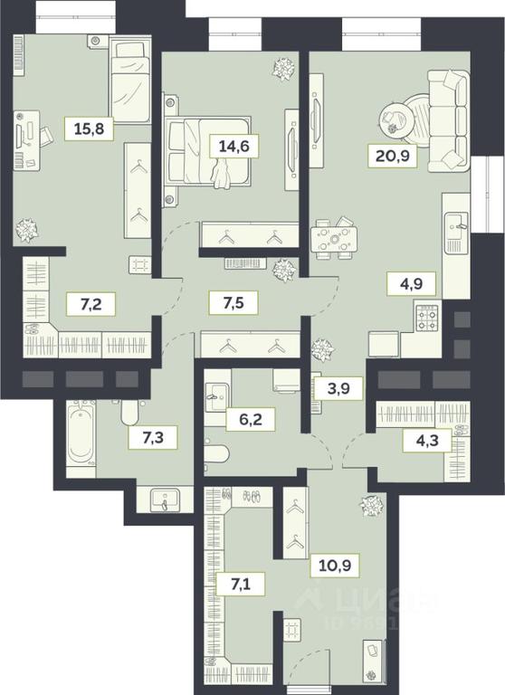 2-BD Apartment Sale, 110.7 sq. m. at Laym, Staroalekseyevskaya Street, 5А, Moscow, Russia #1 2-BD Apartment Sale, 110.7 sq. m. at Laym, Staroalekseyevskaya Street, 5А, Moscow, Russia #1