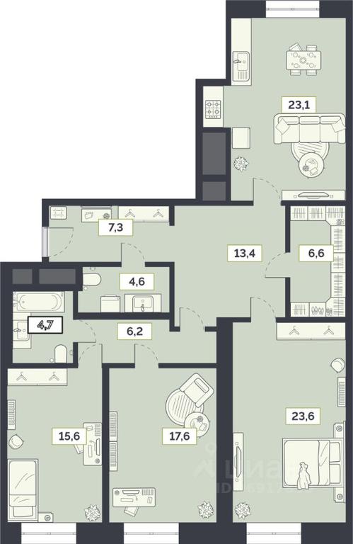 2-BD Apartment Sale, 122.7 sq. m. at Laym, Staroalekseyevskaya Street, 5А, Moscow, Russia #1