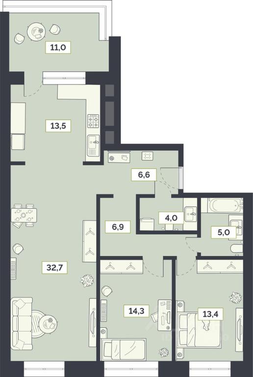 2-BD Apartment Sale, 96.6平方米 at Laym, Staroalekseyevskaya Street, 5А, Moscow, Russia #1