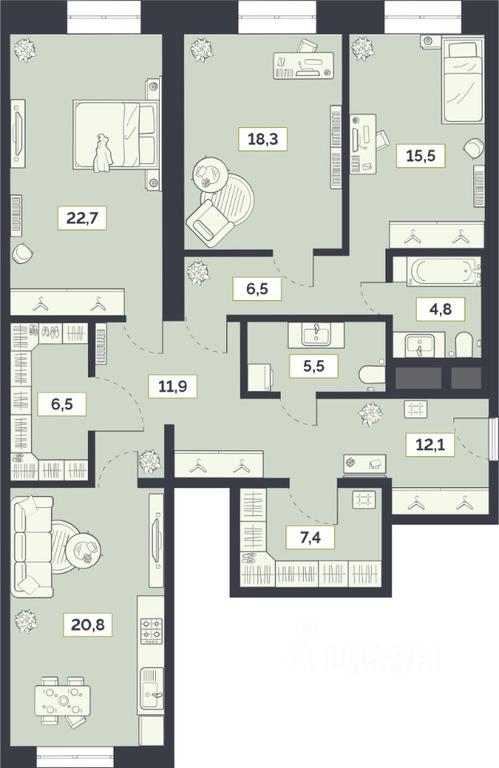 2-BD Apartment Sale, 132平方米 at Laym, Staroalekseyevskaya Street, 5А, Moscow, Russia #1 2-BD Apartment Sale, 132平方米 at Laym, Staroalekseyevskaya Street, 5А, Moscow, Russia #1